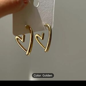 Womens Gold Heart Earrings